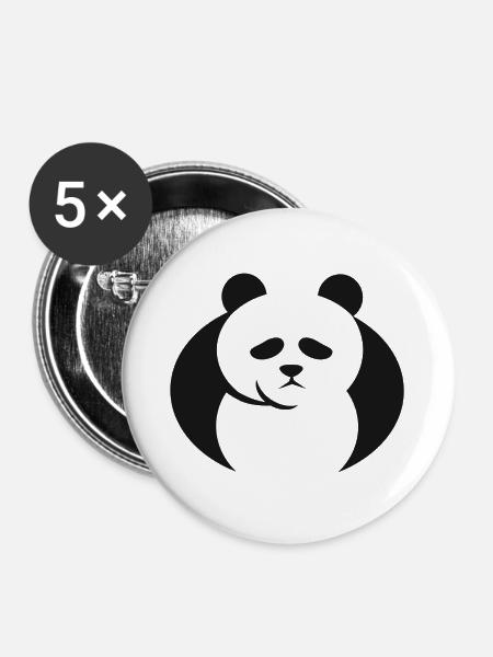 Pandabär - Buttons groß 56 mm (5er Pack) - Weiß