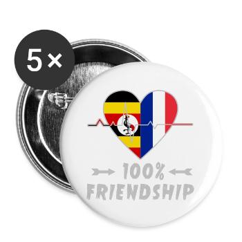 Uganda and France 100% friendship - Buttons large 2.2''/56 mm (5-pack) - white - Front