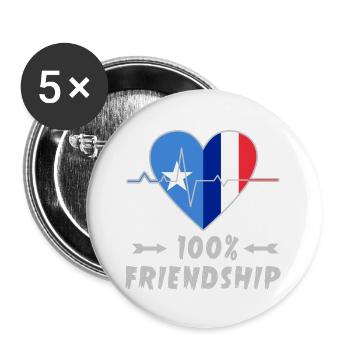 Somalia und Frankreich 100% Freundschaft - Buttons groß 56 mm (5er Pack) - Weiß - Vorne