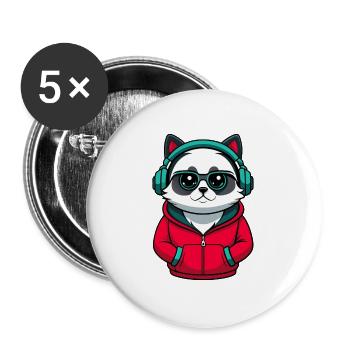 Birma Heilige Katze Rasse Karikatur Kawaii Tier Haustier - Buttons groß 56 mm (5er Pack) - Weiß - Vorne