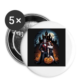 Vampire Paar Halloween Kürbis Fledermaus Kostüm - Buttons groß 56 mm (5er Pack) - Weiß - Vorne