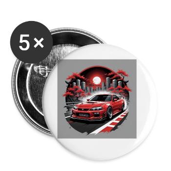 JDM Sportcar Tuning City Drift Cadeau Voiture - Lot de 5 grands badges (56 mm) - blanc - Devant