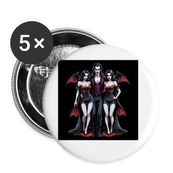 Vampire Paar Halloween Kürbis Fledermaus Kostüm - Buttons groß 56 mm (5er Pack) - Weiß - Vorne