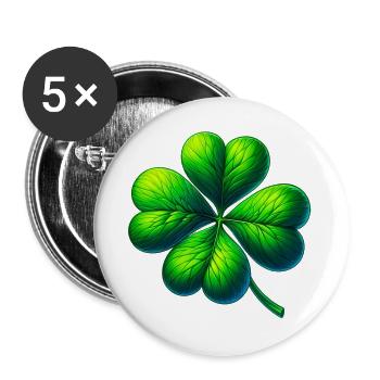 Trèfle à quatre feuilles - Lot de 5 grands badges (56 mm) - blanc - Devant