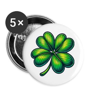 Trèfle à quatre feuilles - Lot de 5 grands badges (56 mm) - blanc - Devant