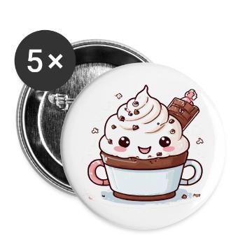 Charmant compagnon de cacao - Lot de 5 grands badges (56 mm) - blanc - Devant
