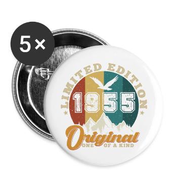Original 1955 Vintage - Cadeau D’anniversaire 1955 - Lot de 5 grands badges (56 mm) - blanc - Devant