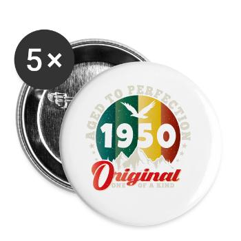 Vintage 1950er Geburtstag - 1950er Retro Geschenkidee - Buttons groß 56 mm (5er Pack) - Weiß - Vorne