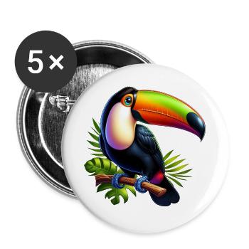 Toucan - Lot de 5 grands badges (56 mm) - blanc - Devant