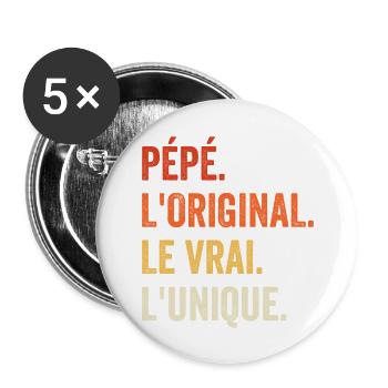 Opa Das Original Das Echte Das Einzigartige Geschenk - Buttons groß 56 mm (5er Pack) - Weiß - Vorne