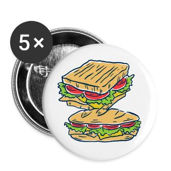 Sandwich Fast Food Cook Cooks Cook Cook - Buttons large 2.2''/56 mm (5-pack) - white - Front
