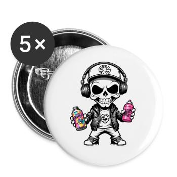Graffiti Sprayer - Buttons groß 56 mm (5er Pack) - Weiß - Vorne