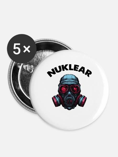 Gasmaske - Buttons groß 56 mm (5er Pack) - Weiß