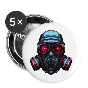 Gas mask - Buttons large 2.2''/56 mm (5-pack) - white - Front