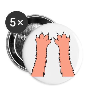 Katzen Klauen Pfote Tatzen Scharfe Krallen Kratzen - Buttons groß 56 mm (5er Pack) - Weiß - Vorne