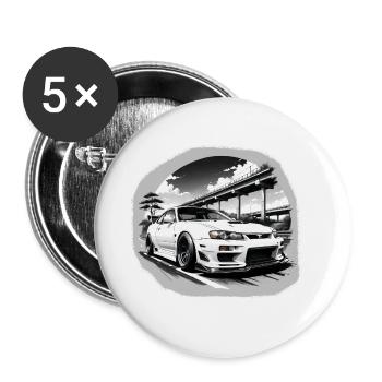 JDM Sportcar tuning Driftcar Voiture Cadeau PS - Lot de 5 grands badges (56 mm) - blanc - Devant