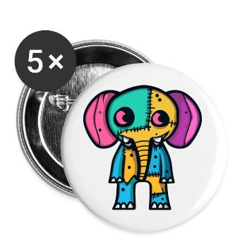 Éléphant Halloween Animal - Lot de 5 grands badges (56 mm) - blanc - Devant