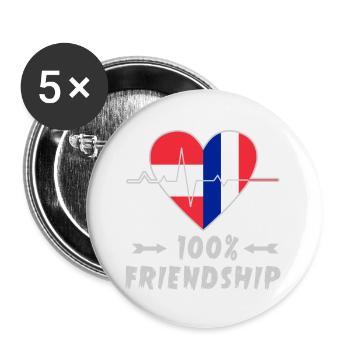 Austria and France 100% friendship - Buttons large 2.2''/56 mm (5-pack) - white - Front