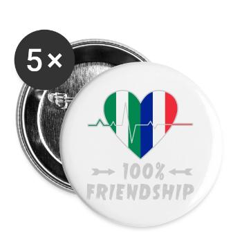 Nigeria und Frankreich 100% Freundschaft - Buttons groß 56 mm (5er Pack) - Weiß - Vorne