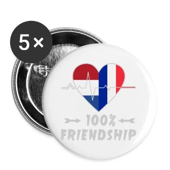 Les Pays-Bas et la France, une amitié à 100 % - Lot de 5 grands badges (56 mm) - blanc - Devant