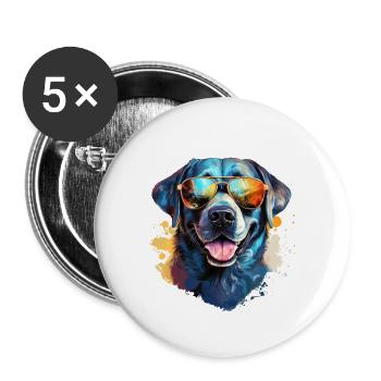 Labrador with sunglasses - Buttons large 2.2''/56 mm (5-pack) - white - Front
