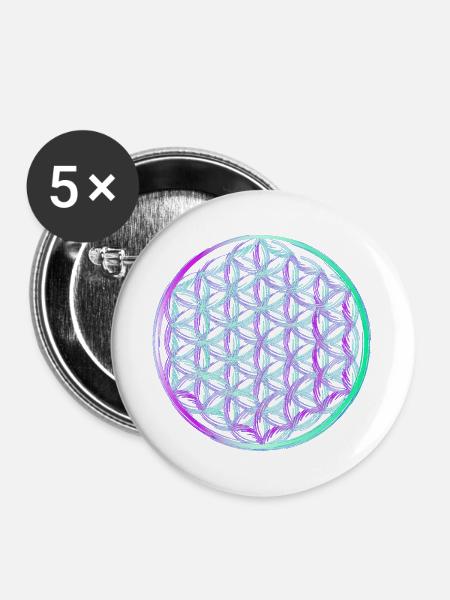 Lebensblume - Buttons groß 56 mm (5er Pack) - Weiß