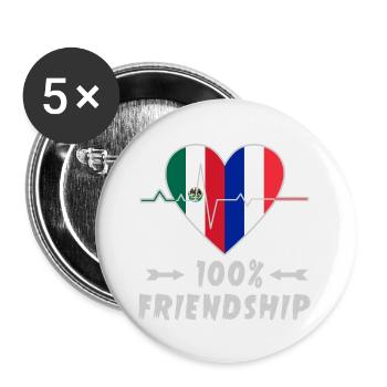 Mexico and France 100% friendship - Buttons large 2.2''/56 mm (5-pack) - white - Front