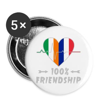 L'Irlande et la France : une amitié à 100 % - Lot de 5 grands badges (56 mm) - blanc - Devant