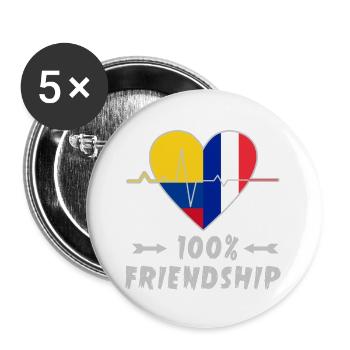 La Colombie et la France : une amitié à 100 % - Lot de 5 grands badges (56 mm) - blanc - Devant