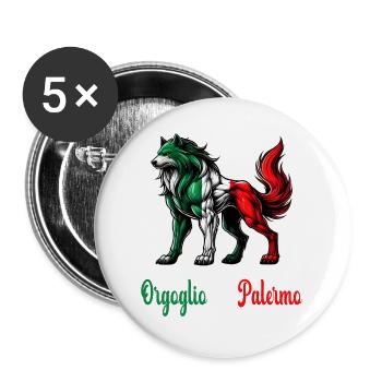 The pride of Palermo Italy flag - Buttons large 2.2''/56 mm (5-pack) - white - Front