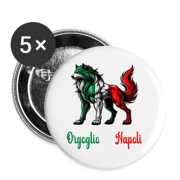 The pride of Naples Italy flag - Buttons large 2.2''/56 mm (5-pack) - white - Front