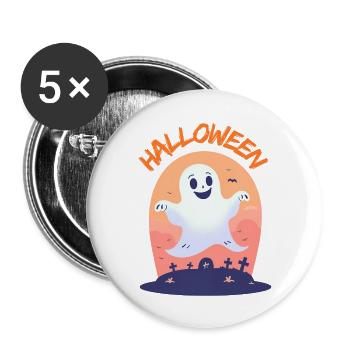 Halloween - Buttons groß 56 mm (5er Pack) - Weiß - Vorne