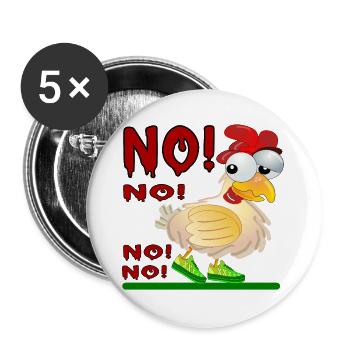 ANTWORT NEIN - HÜHNERSTALL - Buttons groß 56 mm (5er Pack) - Weiß - Vorne