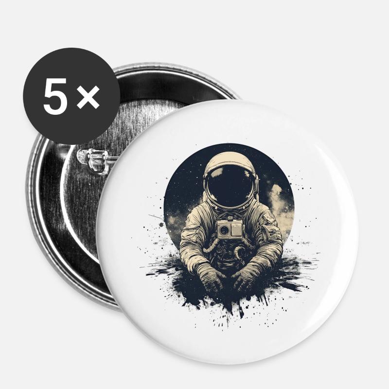 Astronaut on the Moon - Buttons large 2.2''/56 mm (5-pack) - white