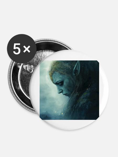 Elfe - Buttons groß 56 mm (5er Pack) - Weiß