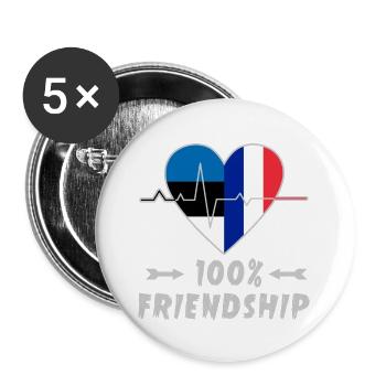 Estonia and France 100% friendship - Buttons large 2.2''/56 mm (5-pack) - white - Front