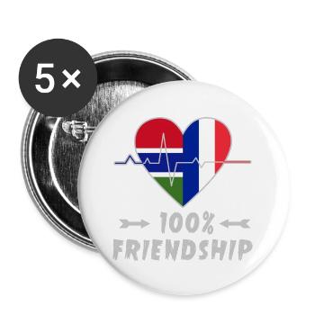 Gambie et France : amitié à 100 % - Lot de 5 grands badges (56 mm) - blanc - Devant