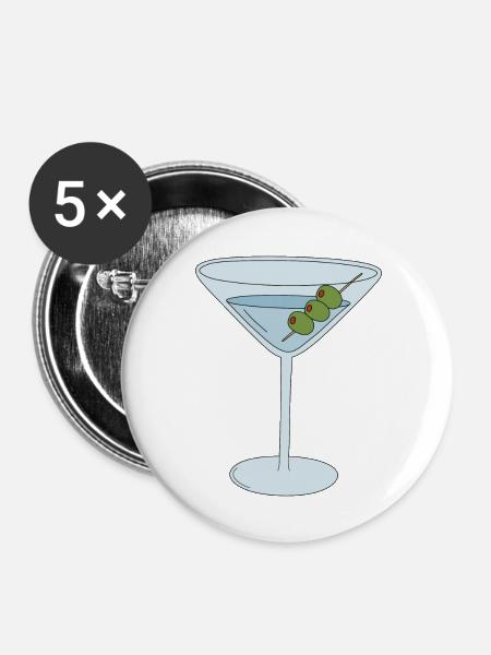 Martini mit Oliven - Buttons groß 56 mm (5er Pack) - Weiß
