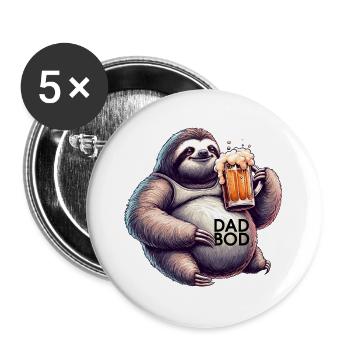 Dad Bod Bierbauch Bier Faultier Geschenk - Buttons groß 56 mm (5er Pack) - Weiß - Vorne