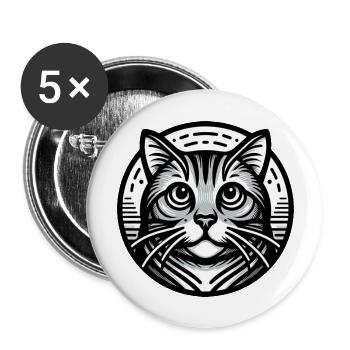 Domestic Cat Gifts - Buttons large 2.2''/56 mm (5-pack) - white - Front