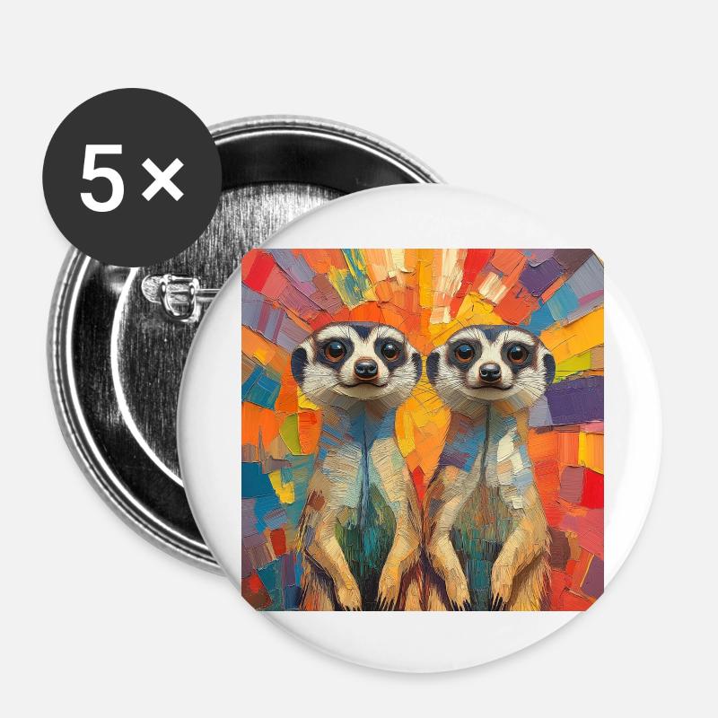 Meerkats - Buttons large 2.2''/56 mm (5-pack) - white