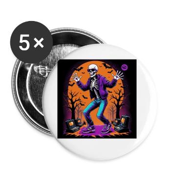 Skeleton Halloween Dance Cemetery Pumpkin Retro - Buttons large 2.2''/56 mm (5-pack) - white - Front