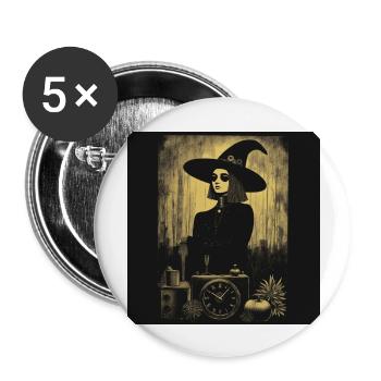 Halloween Witch - Buttons large 2.2''/56 mm (5-pack) - white - Front