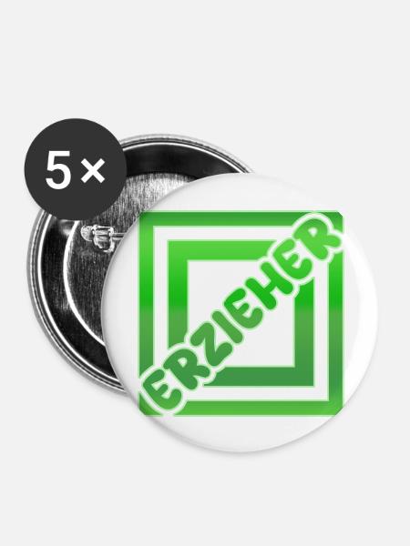 Geschenk für Erzieher - Buttons groß 56 mm (5er Pack) - Weiß