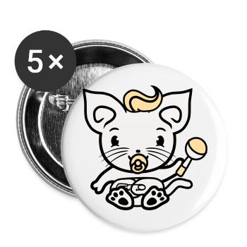 Bébé chat mignon sucette chaton hochet enfant - Lot de 5 grands badges (56 mm) - blanc - Devant