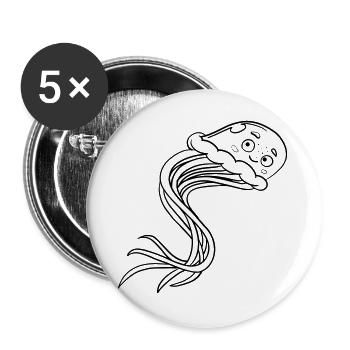 Jellyfish Kawaii coloring page hand-illustrated - Buttons large 2.2''/56 mm (5-pack) - white - Front