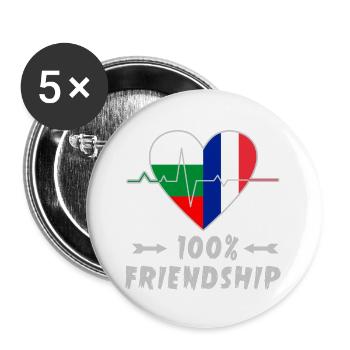 Bulgaria and France 100% friendship - Buttons large 2.2''/56 mm (5-pack) - white - Front