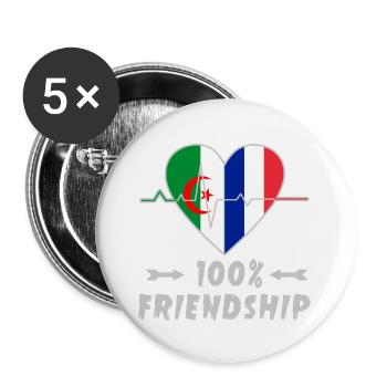 Algeria and France 100% friendship - Buttons large 2.2''/56 mm (5-pack) - white - Front