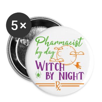 Apothicaire Halloween | Sorcière de nuit - Lot de 5 grands badges (56 mm) - blanc - Devant