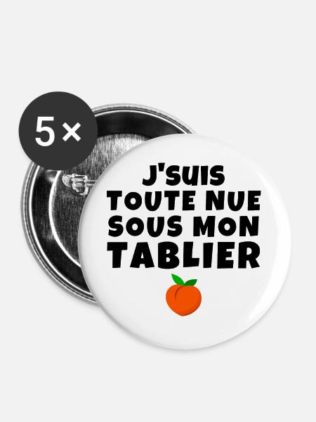 Küchenschürze, Humor, Geschenkidee - Buttons groß 56 mm (5er Pack) - Weiß
